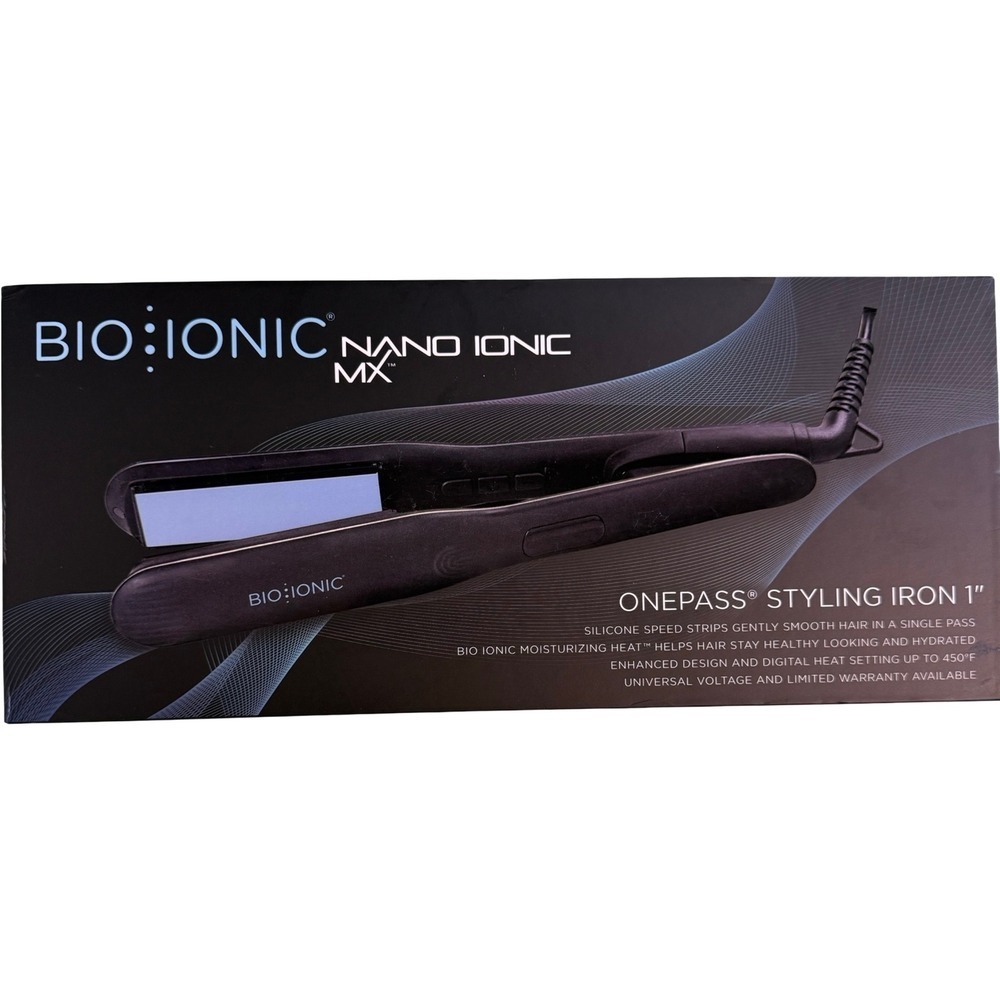Bio Ionic OnePass Styling Iron Unisex 1" Black Nano Ionic MX Flat Iron